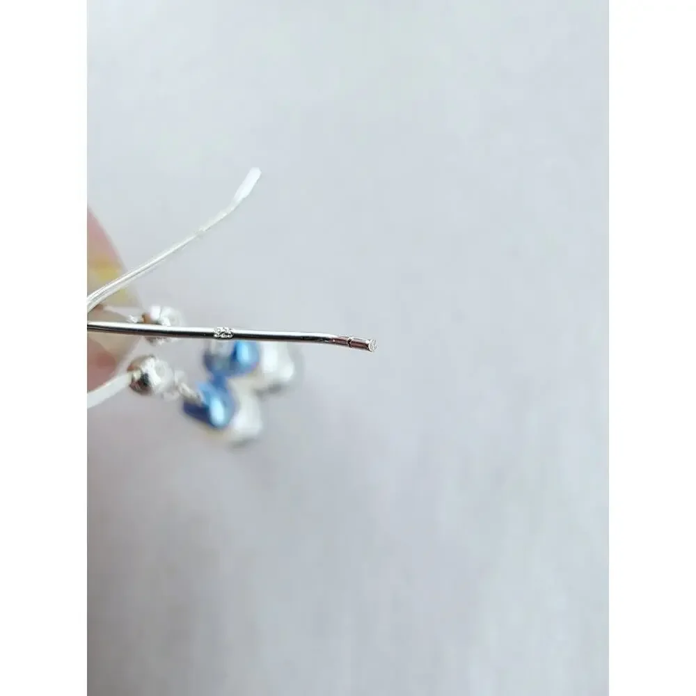 New Sterling Silver Dangle‎ Earrings White Silver Blue Genuine Pearl Stamped 925